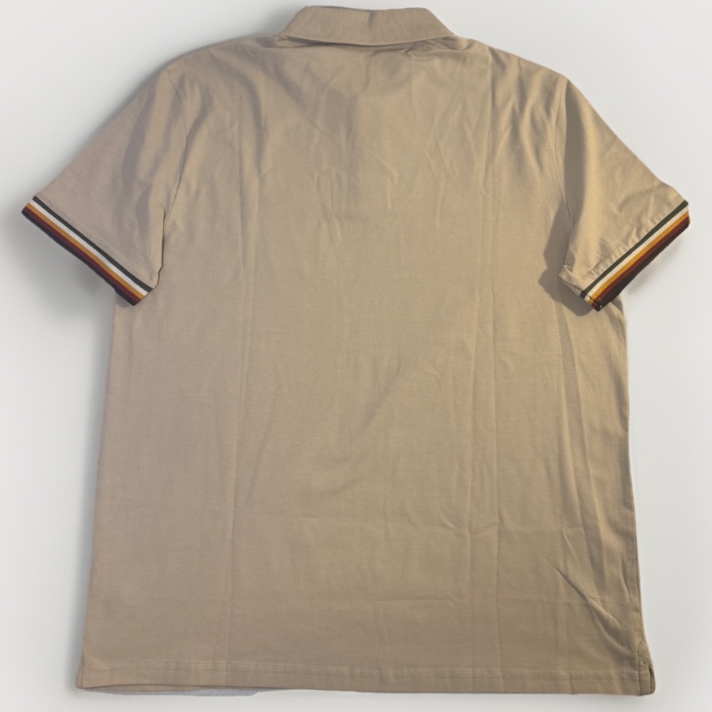 Ben Sherman Men’s Beige Polo Shirt Size L Multicolor Stripes Accents NWT - Picture 2 of 10